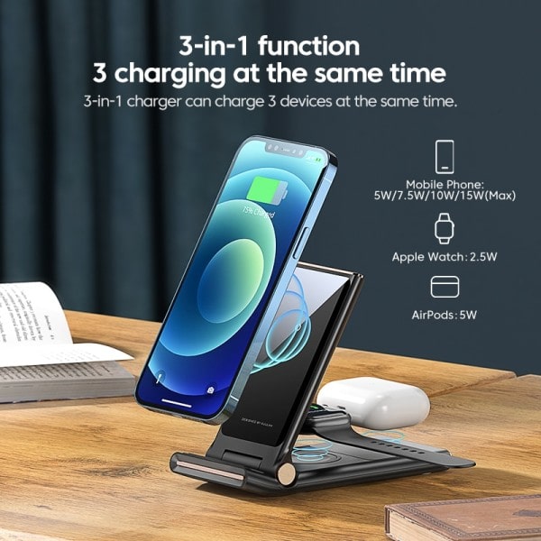 Langaton laturi 3 1 iPhone 13 12 11 Pro MAX XR X 8 taitettava lataus telakka asema