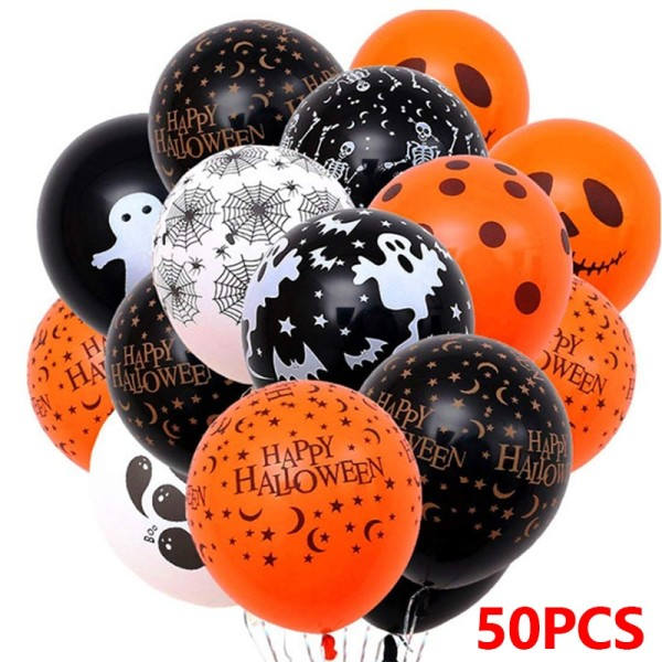 50 ballonger 12 tommer halloween ballonger kreativ gresskar edderkopp latex oppblåsbar ballong leker