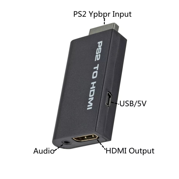 PS2 till HDMI-kompatibel ljud video omvandlare adapter 480i/480p/576i med 3,5 mm ljud utgång för alla PS2 skärm lägen