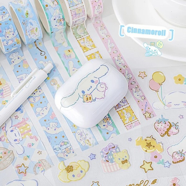 Sanrio Kuromi Cinnamoroll Melodi Klistermærker Gave æske Kawaii Anime Hånd Konto Guka Dekoration Gør det selv Klistermærke
