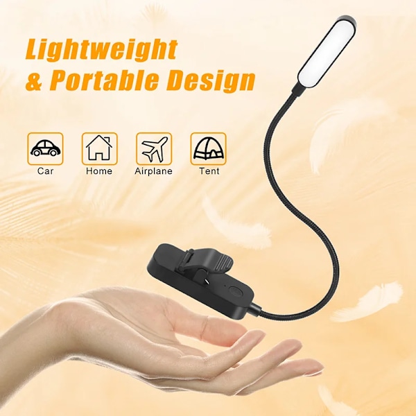 Bok Lätt  Mini USB Led Laddningsbar Flexibel Natt Ljus Klämbar Skrivbordslampa Ljus Läslampa för resor Sovrum Bok