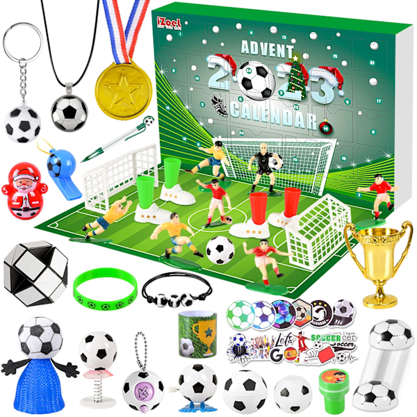 Fodbold advent kalender drenge piger 2023 24 fodbold gaver med fodbold medalje fløjte 24 jul