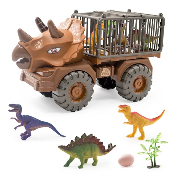 Gutter Bil Leker Dinosaur Lastbil Transport Carrier Kjøretøy Dino Dyr Modell Tyrannosaurus Rex Lastbil
