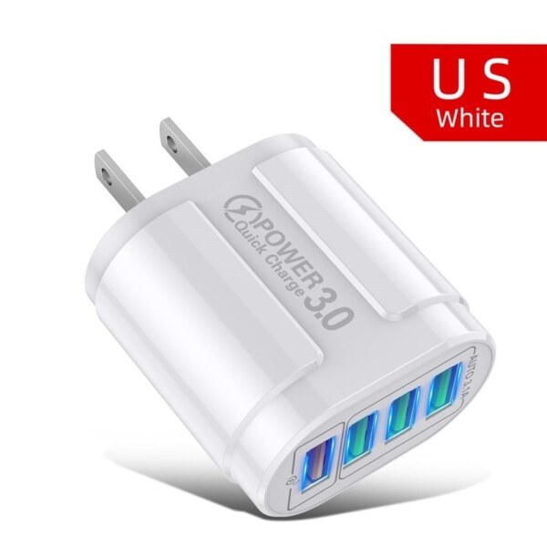 Rask Lading QC 3.0 Vegglading For iPhone 12 11 Samsung Xiaomi Mobil 4 Porter EU US Plug Adapter Travel