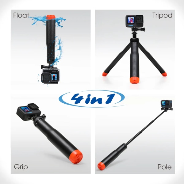 Flytande Stativ för GoPro Hero Selfie Stick för Sjcam DJI Action Kamera Utdragbar Stång Monopod Hand Grip