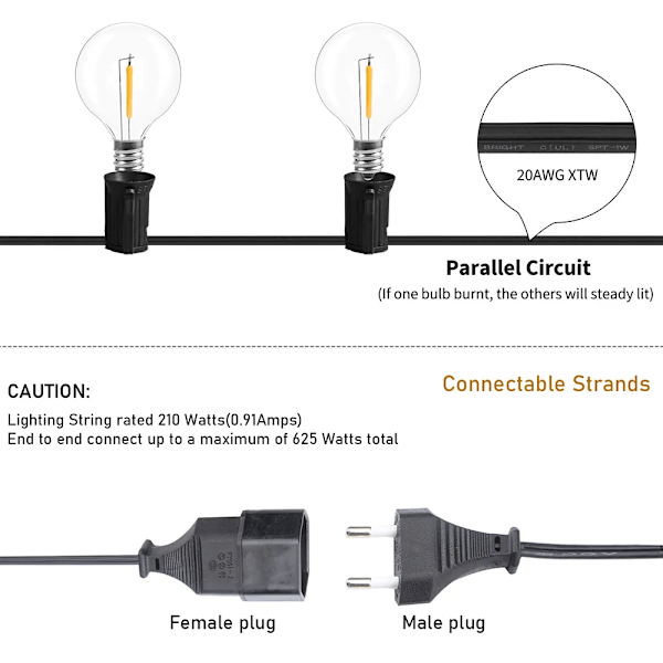 Juhla LED Globe String Light Fairy LED G40 Ulkona joulu juhliin puutarha koriste seppele lamppu