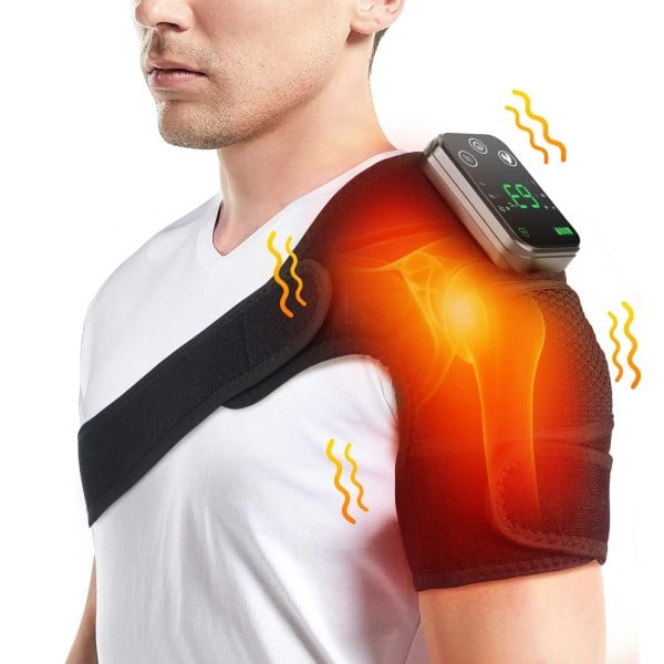 Trådløs Oppvarming Skulder Massager Varm Kompress Kne Pad Albue Støtte Brace Vibration Massage