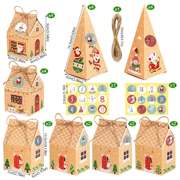 Jul present lådor advent kalender pepparkakor hus papper box jul nyår kalas förpackningar tillbehör