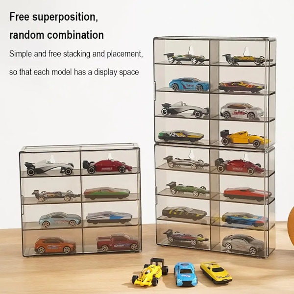 1:64 Akryl Bil Display Eske For Varme Hjul Bil Modell Leketøy 8 Grid skap Rack