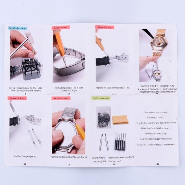 Klocka Reparation Verktyg Kit Watchband Fjäder Bar Pin Justera fodral Baksida Öppnare klocka reparationssats