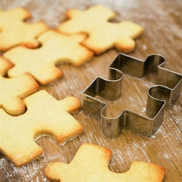 Jigsaw form cookie mugg kake form rustfritt stål cookie cutter