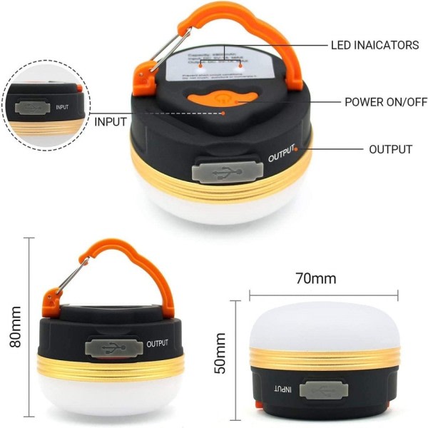 High Power LED Camping Light Rechargeable med Magnet Base Power Bank