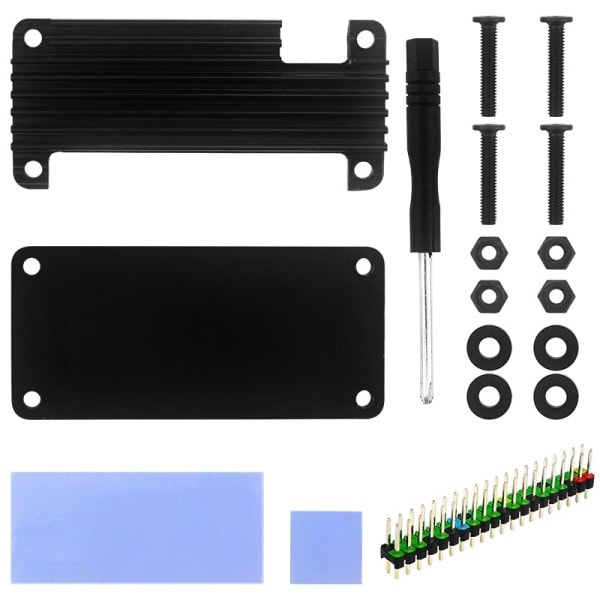 2 W Etuiet Aluminium Legering Skall + Pin Header Passiv Kjøling Sort Kasser