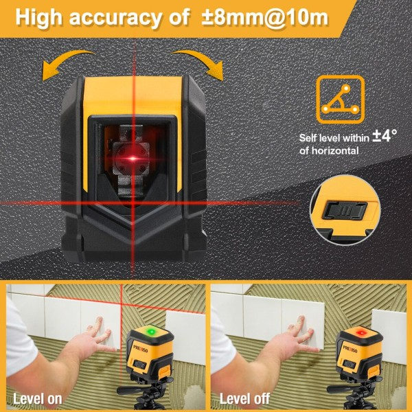 Kryds Linje Laser Niveau Med Automatisk Selvnivellering Rød Nivel Laser Horisontal Og Lodret Kryds Linjer