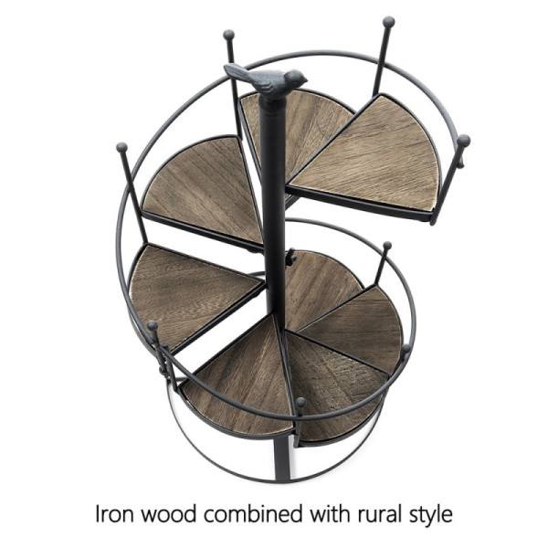 Roterende Stige Design Spiral Plante Stativ Jern Blomst Gryde Holder Hylde Plads Besparelse Blomst Kryde Rack