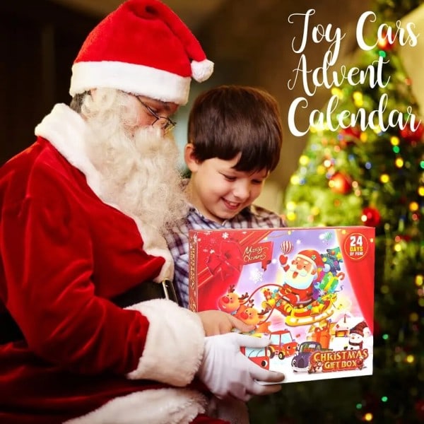 Advent kalender biler børn jul biler 24 stykker tilfældig bil kalender træk tilbage mini bil legetøj
