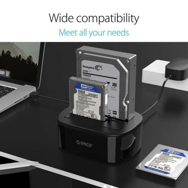 Dual-bay Hard Drive Dokking Stasjon