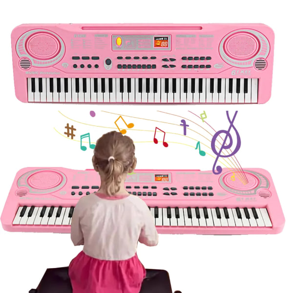 Elektronisk klaver tastatur bærbart 61 taster orgel med mikrofon undervisning legetøj