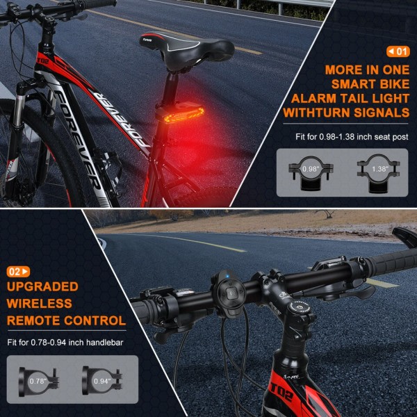 Cykel Alarm Baglygte Anti tyveri USB Genopladelig LED Vandtæt Smart  Induktion Cykel Signal Bremse Bag Lampe 440b | Fyndiq