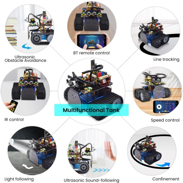 Mini Smart Tank Robot V3.0 Til Arduino Kit Robot Car DIY Programmerbart STEM legetøj