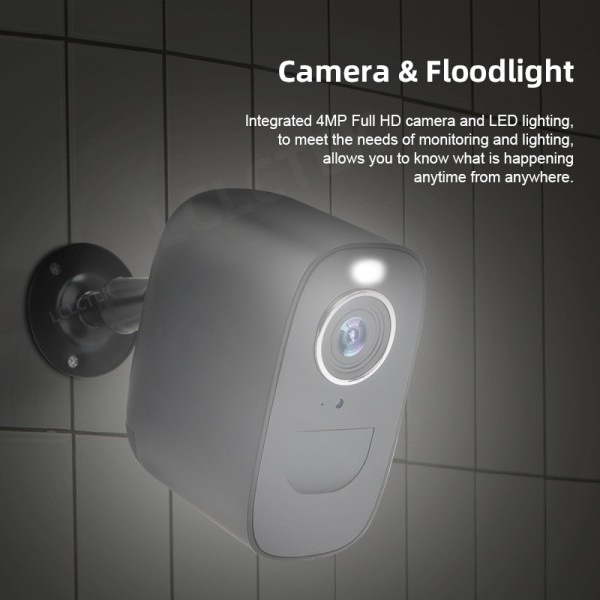 4MP Wifi Batteri Driv CCTV Kamera PIR Detektering Utomhus IP66 Trådlös Säkerhet Övervakning Kamera