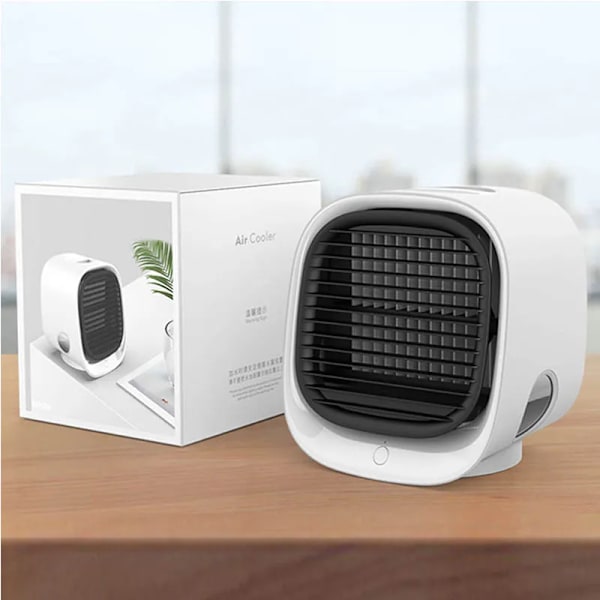 Bärbar Mini Skrivbord Luft Kylare USB Uppladdningsbar 300ML Vatten Tank LED Ljus Kylning Luft Fläkt Konditionering