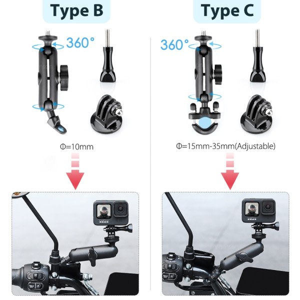 Motorsykkel tilbehør holder styre speil feste sykkel brakett for DJI OSMO insta360 action kamera