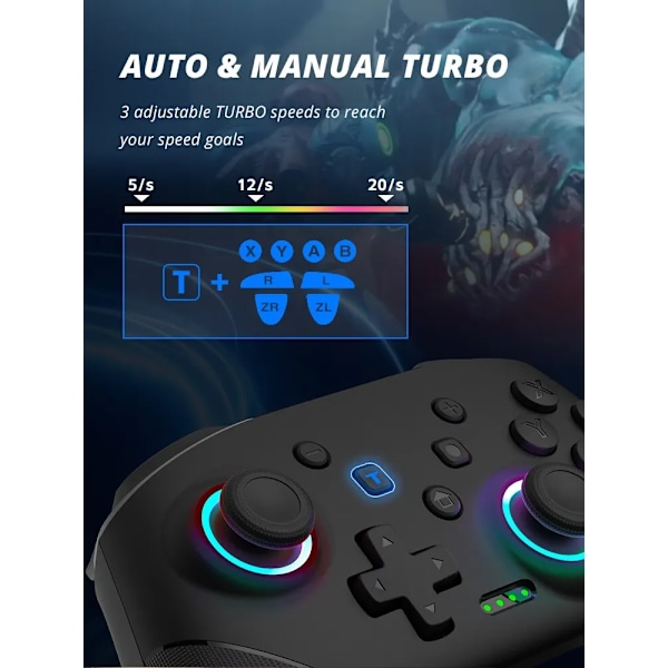 Wireless Controller For Nintendo Switch OLED/Lite Console Pro Gamepad med 1000Mah Batteri