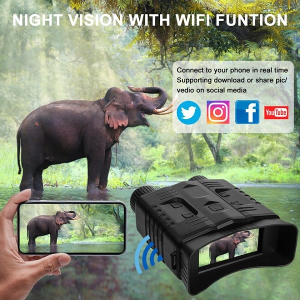 4K Natsyn Kikkert Enhed 10x Digital 800m Fuld Mørk 8W Infrarød WiFi Teleskop Goggles