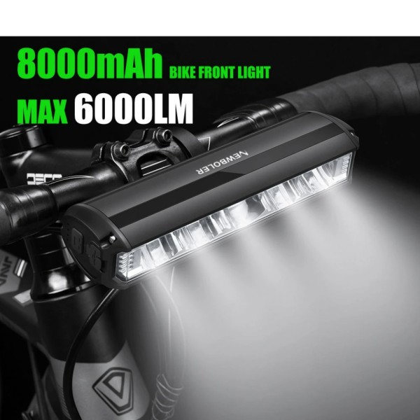 Cykel Lys Foran 6000Lumen Cykel Lys 8000mAh Vandtæt Lommelygte