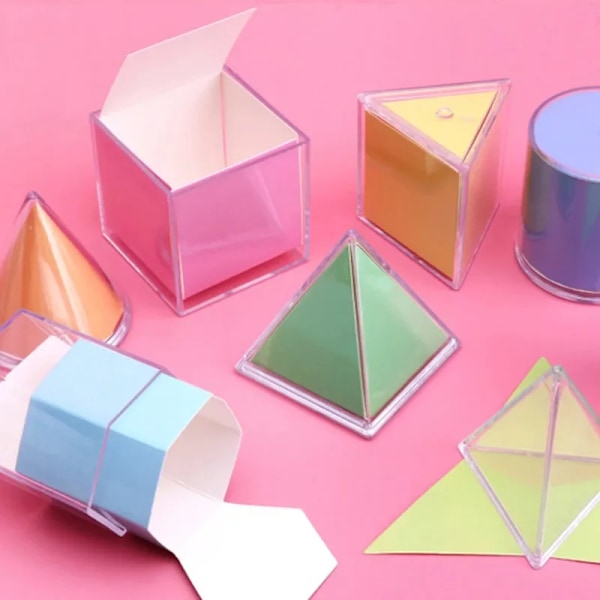 8 bitar transparent geometriska former block montessori leksaker