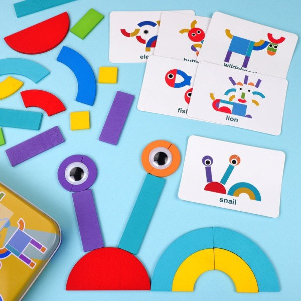 Geometriske former 3D gåder montessori træ legetøj til børn spil baby læring pædagogisk legetøj