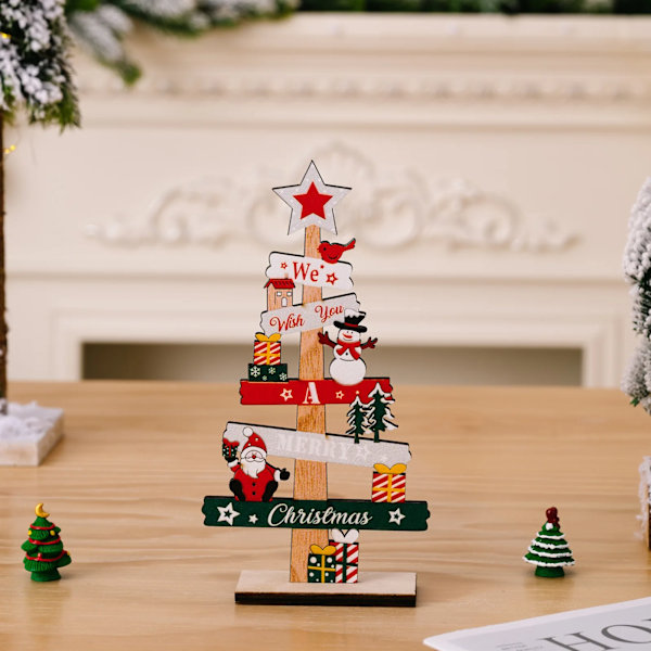 Trä Skrivbord Jul Träd Jultomte Gör-det-själv Dekoration Jul Skylt Plack Jul Hem Inredning