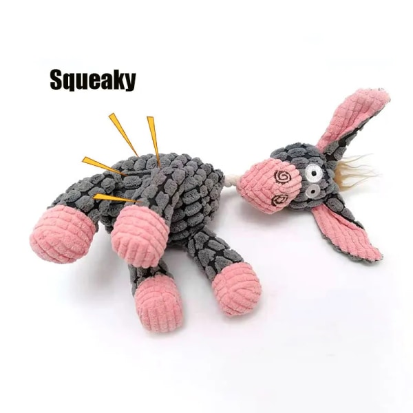 Sjovt kæledyr legetøj æsel form fløjlsbukser tygge legetøj til hunde hvalp hvinende knirkende plys knogle molar hund legetøj