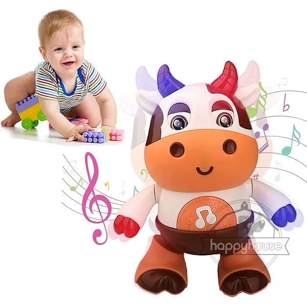 Vauvan lehmä musiikki lelut tanssi kävely vauva lehmä lelu musiikki ja LED valot tanssi lelut