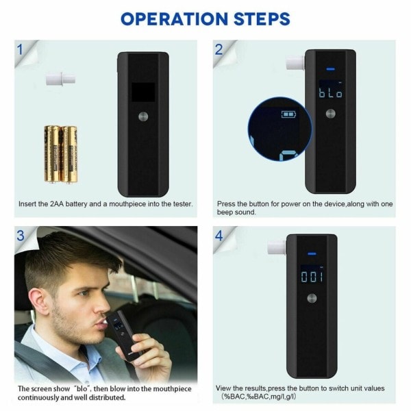 Digital Alkohol Tester LCD Polis Professionell Alkoholanalysator Grad Noggrannhet Bärbar Alkoholimeter
