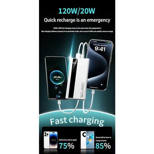 120W 200000mAh Høj Kapacitet PowerBank Superhurtig