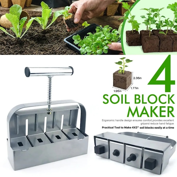 Handhållen Fröplanta Jord Block Maker 2 Tum Jord Blockering Verktyg