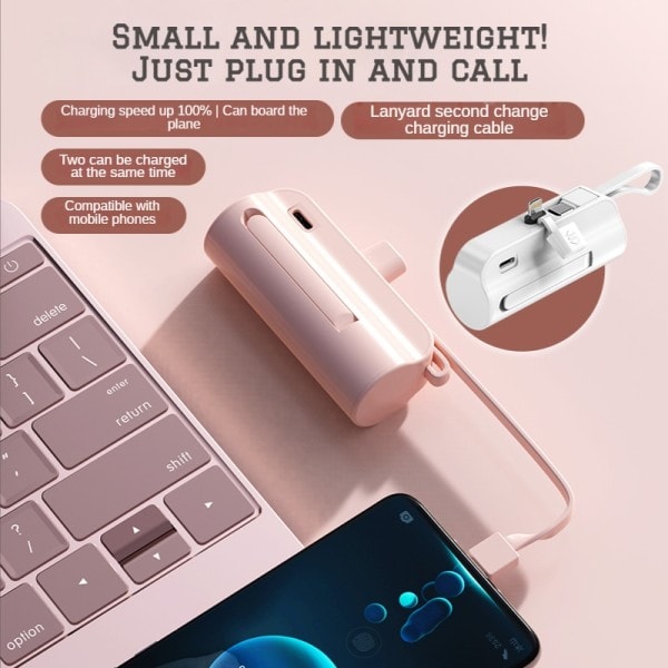 Mini Power Bank 10000mAh Portabel Laddning Powerbank Typ C