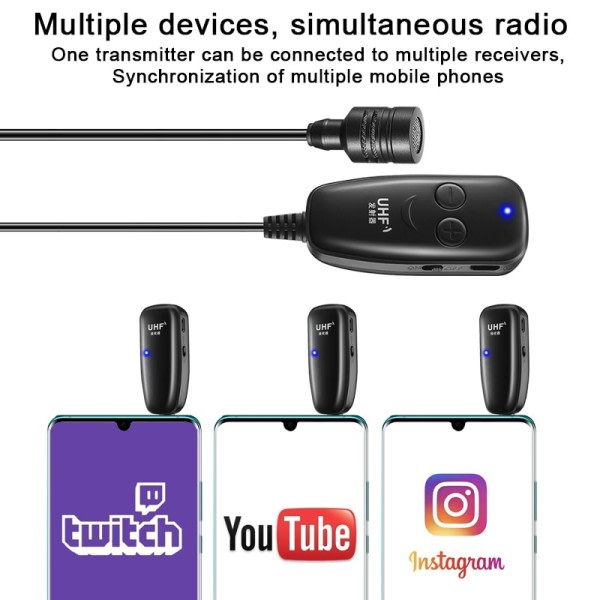 Lavalier Lapel Trådløs Mikrofon Real Time Optagelse Vlog Mic Youtube Live Interview