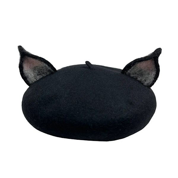 Retro Kvinnor's Söt räv öron ylle basker kepsar riktig ull avslappnad varm målare hatt