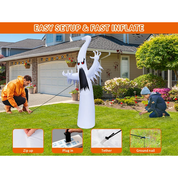 2,4M 8FT Halloween puhallettava Ghost lelu malli sisäänrakennettu LED loma juhla sisustus