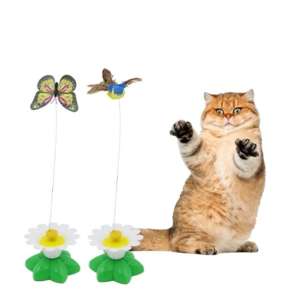 Roterande Elektrisk Flygande Fjäril Färgglad Interaktiv Katt Hund Automatisk Hummande Fågel Intelligens Träning Roterande Roliga Leksaker