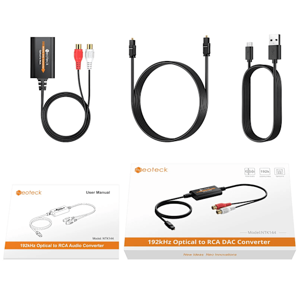 192kHz DAC omvandlare SPDIF till RCA Digital till Analog Ljud omvandlare