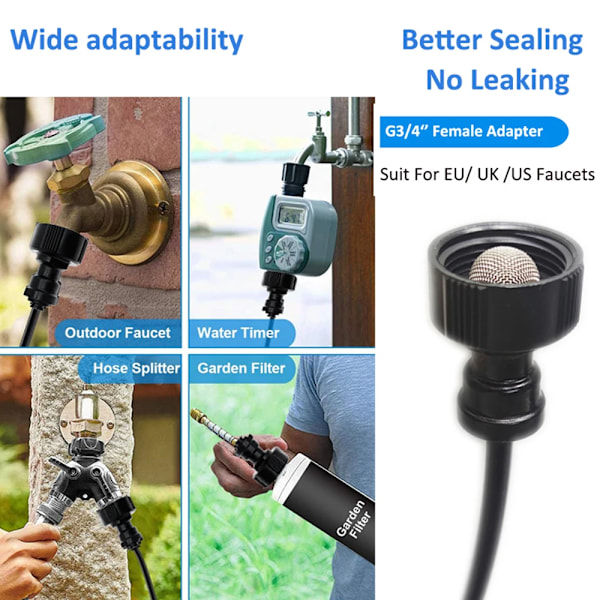 15 meter Universal Forstøvning Sprinkler Automatisk Vanningssett 5M/10M med 20cm Roterende Kobber Dyse Balkong Regnskog Spray