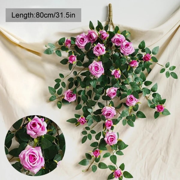 Kunstige blomster Planter Grønne Lvy Løv Hengende blomst Rose Vine  Hjem Bryllup Hage Dekorasjon