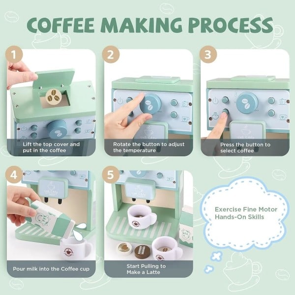 Lek Kök Tillbehör  Trä Kaffe Set Set Tidig Utbildning Leksak