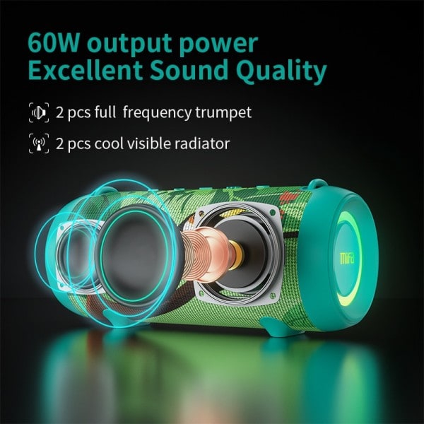 Vihreä Bluetooth kaiutin 60W lähtö teho Bluetooth kaiutin D-luokan vahvistimella erinomainen basso