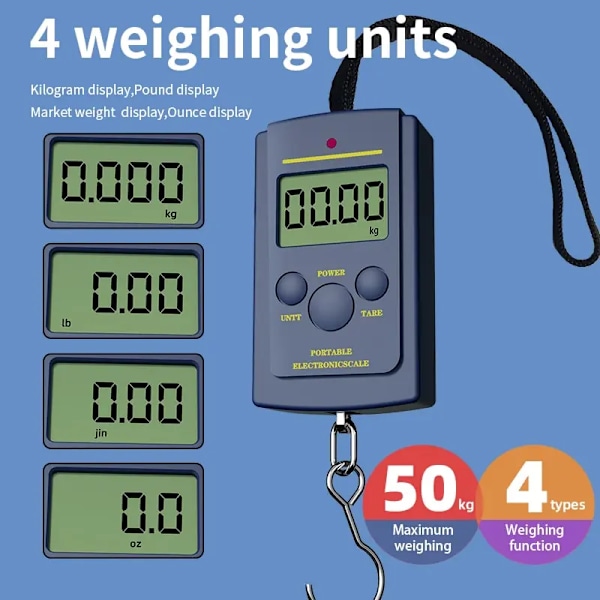 1st Multifunktionell Mini 40kg/10g Elektronisk Hängande Fiske Bagage Balanca Portabel Digital Handy Ficka Vikt Krok Våg