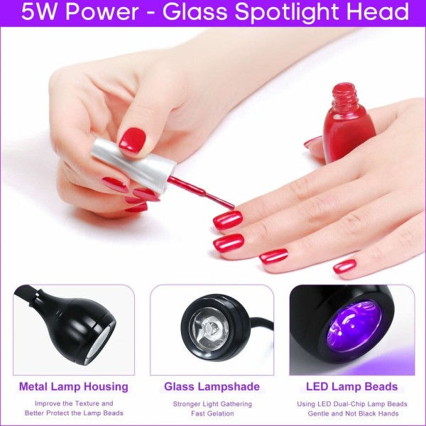 Led Spik Ljus Torktumlare Ultraviolett  UV Lampa Mini Flexible Clip-On Desk USB Gel Curing Manikyr Pedikyr Verktyg